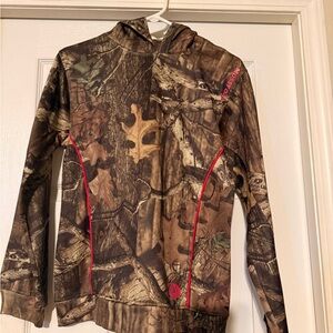 Mossy Oak Kids Woodland Camo Jacket with Red Accents